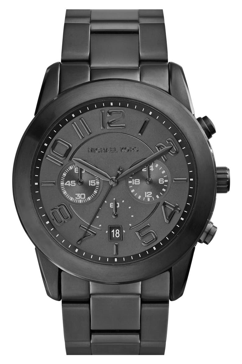 Michael Kors 'Mercer' Chronograph Bracelet Watch, 45mm (Nordstrom Exclusive), Main, color, BLACK