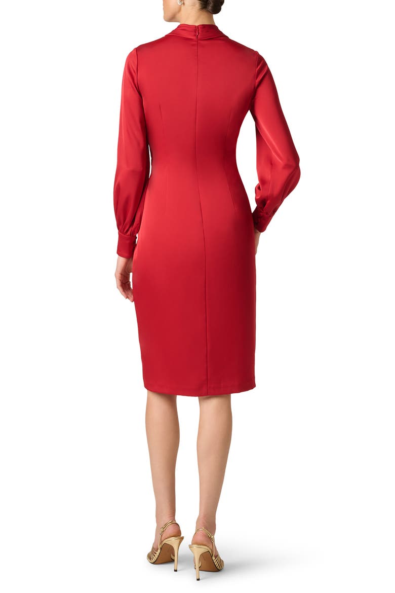Crepe Back Satin Twist Front Midi Dress, Alternate, color, SCARLET SPICE