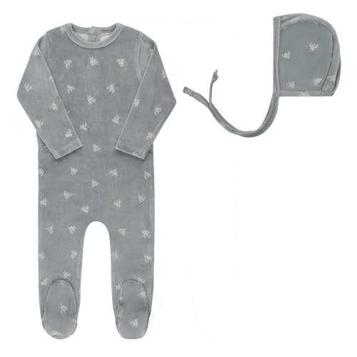 Ely's & Co. Velour Leaf Pattern Collection In Blue