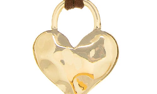 Marlyn Schiff Adjustable Heart Charm Suede Pendant Necklace In Brown