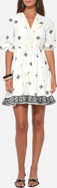 Adelyn Rae Soraya Embroidered Cotton Minidress