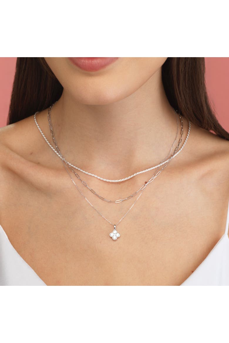 Mini Paperclip Link Chain Necklace, Alternate, color, White Gold