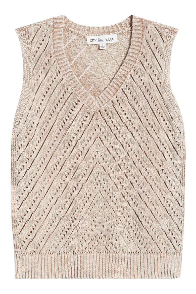 Open Stitch Sweater Vest, Alternate, color, LATTE