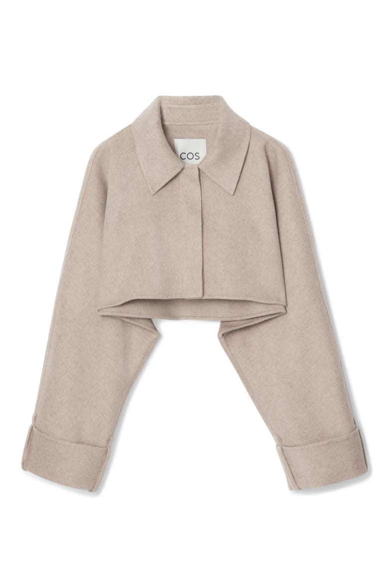Wool Blend Crop Jacket, Main, color, BEIGE