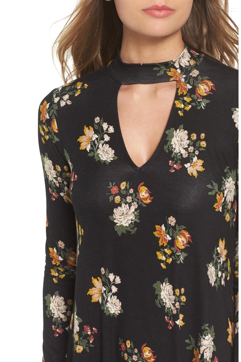 Mock Neck Knit Shift Dress, Alternate, color, BLACK/GOLD
