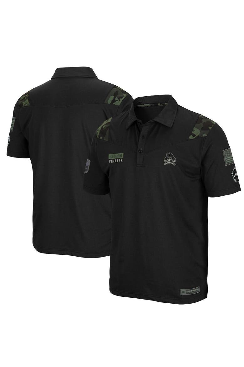 Men's Colosseum Black ECU Pirates OHT Military Appreciation Sierra Polo, Main, color, Black