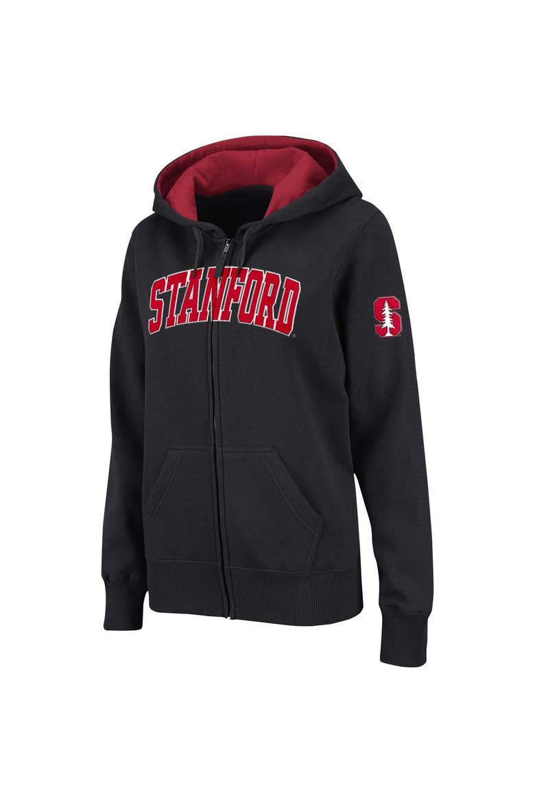 Women's Colosseum  Black Stanford Cardinal Arched Name Full-Zip Hoodie, Alternate, color, Black