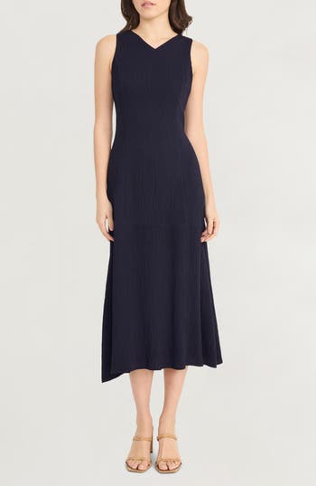Luxely Fluid A-line Midi Dress In Blue