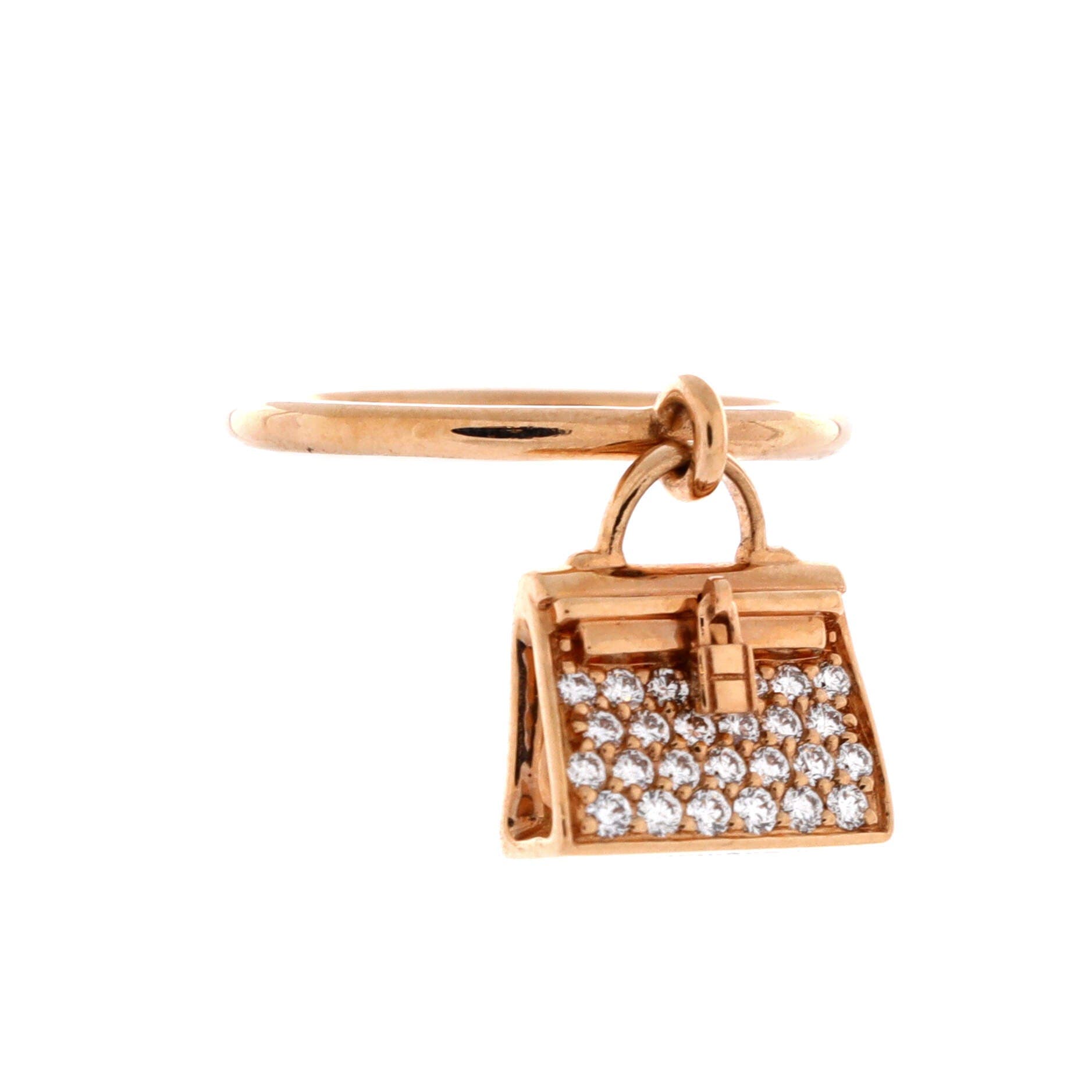 Kelly Amulette Ring 18K Rose Gold with Pave Diamonds, Alternate, color, Metallic Gold