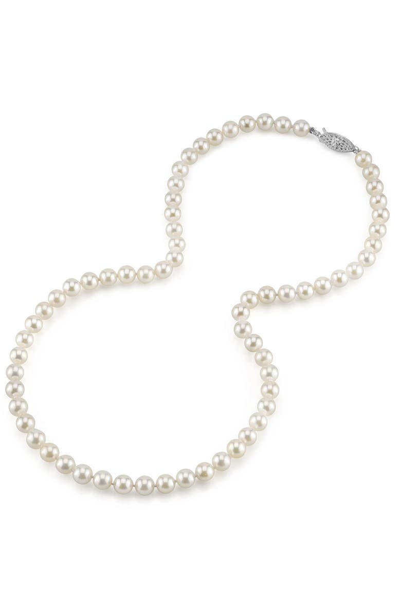 6.0-6.5mm Japanese Akoya White Pearl Necklace - AA+ Quality, Main, color, Sterling Silver Clasp