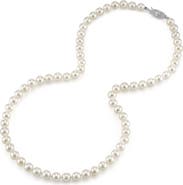 The Pearl Source 6.0-6.5mm Japanese Akoya White Pearl Necklace - AA+ Quality
