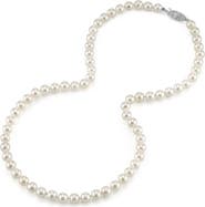 The Pearl Source 6.0-6.5mm Japanese Akoya White Pearl Necklace - AA+ Quality