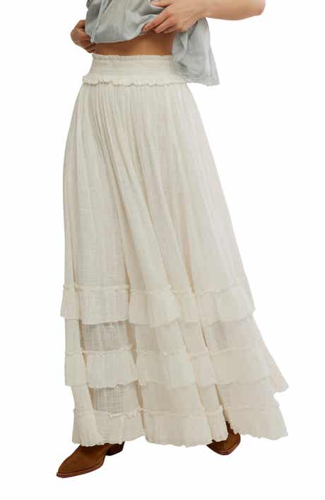 Brynn Tiered Cotton Blend Maxi Skirt