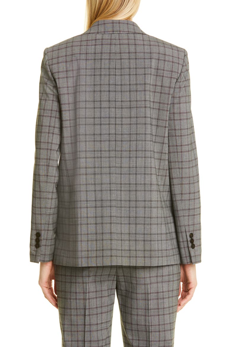 Women's Piazza Double Breasted Stretch Wool Blazer, Alternate, color, HEATHER GREY/ BURGUNDY