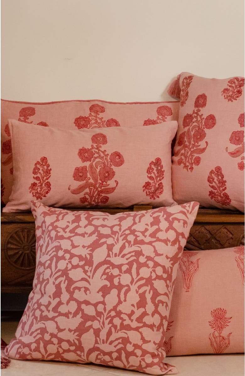 Alamwar English Garden Lumbar Pillow Cover, Alternate, color, Coral/Clay/Rose On Sand