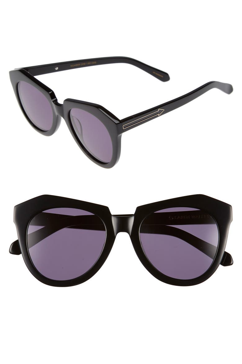 'Number One' 50mm Sunglasses, Main, color, BLACK