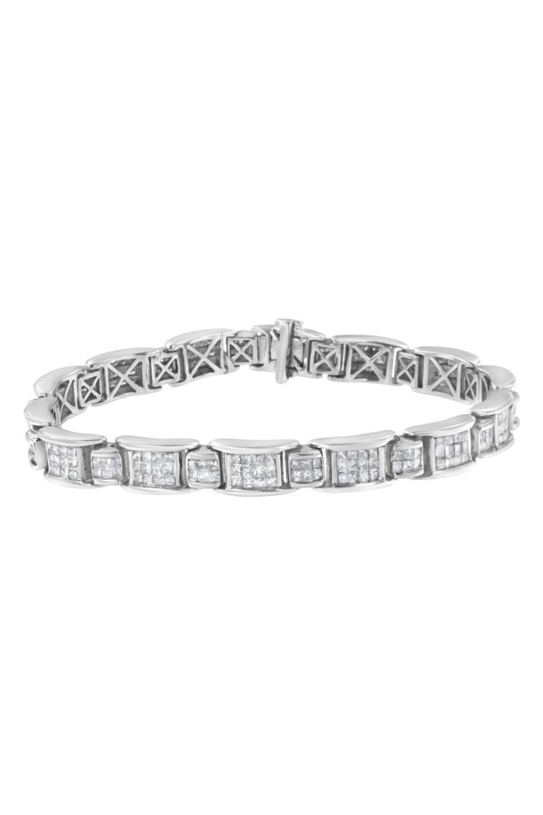 14K White Gold 5Cttw Diamond Alternating Station Tennis Bracelet, Main, color, White