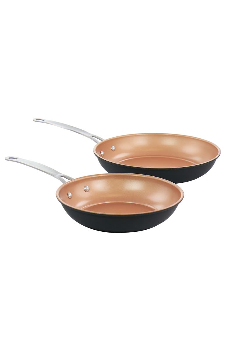 Chestnut 2 Piece Nonstick Carbon Steel Frying Pan Set, Main, color, Metallic Silver