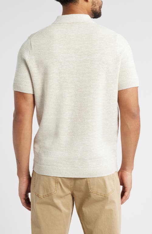 Treasure & Bond Textured Linen & Cotton Polo Sweater In Ivory Egret- Beige