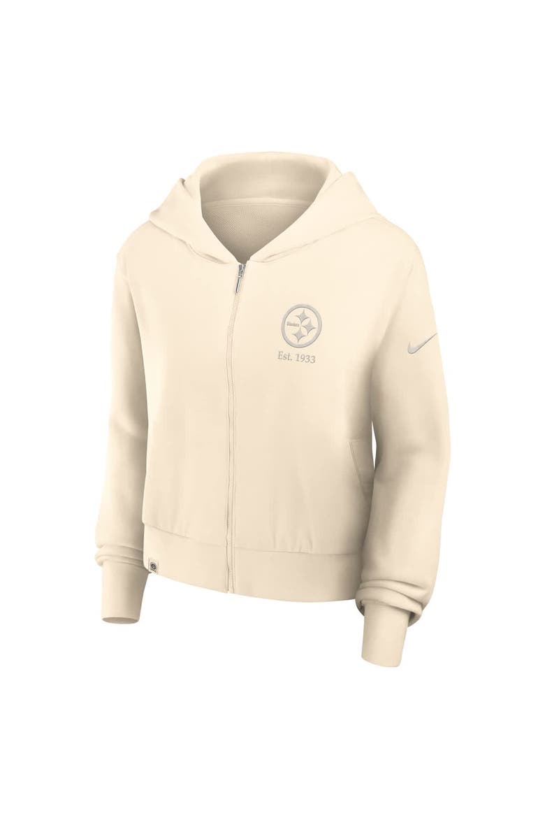 Women's Nike Cream Pittsburgh Steelers Glory Cropped Full-Zip Hoodie, Alternate, color, Cream