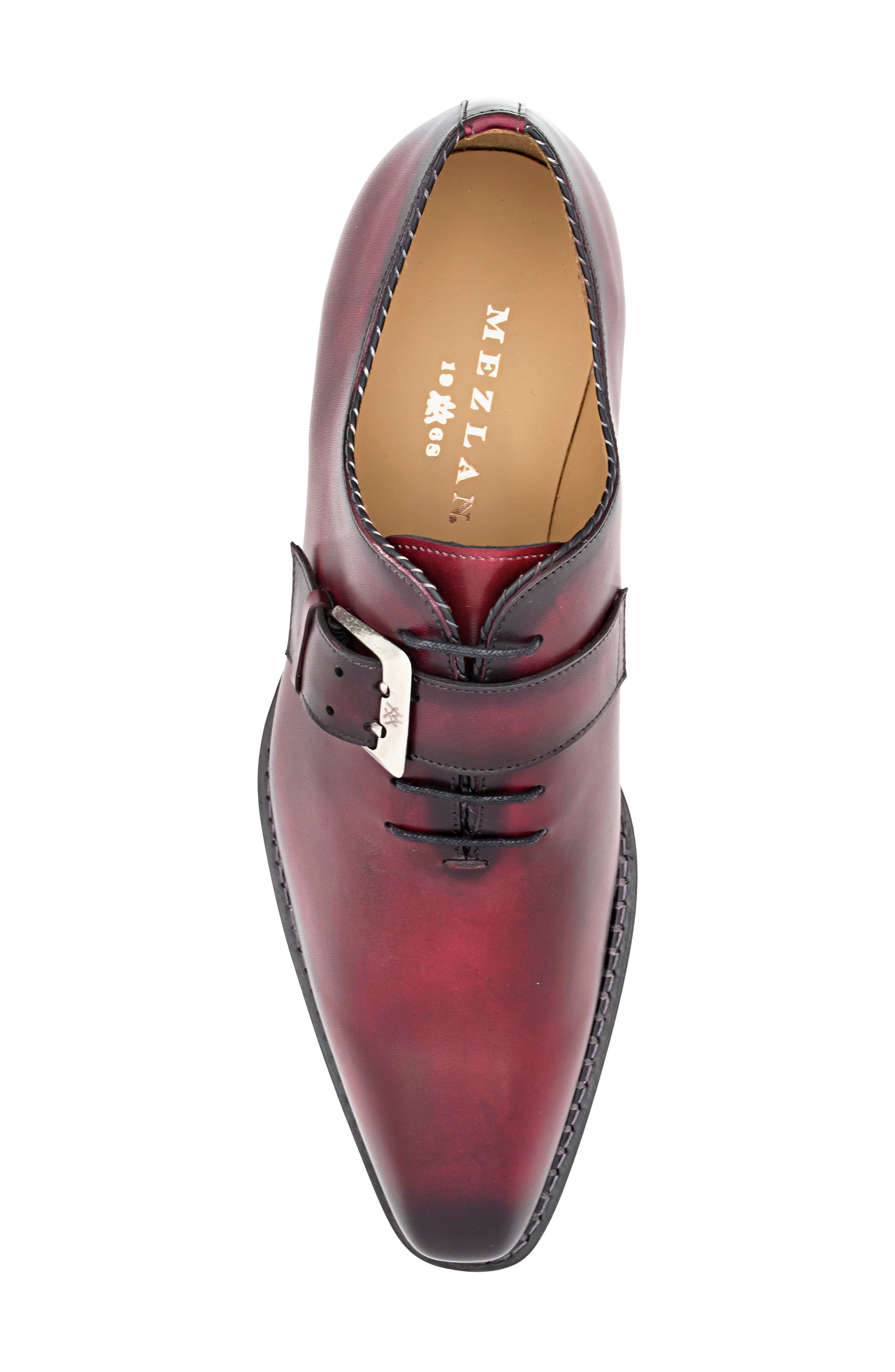Mezlan Machado Buckle Strap Wholecut Shoe, Alternate, color, Burgundy