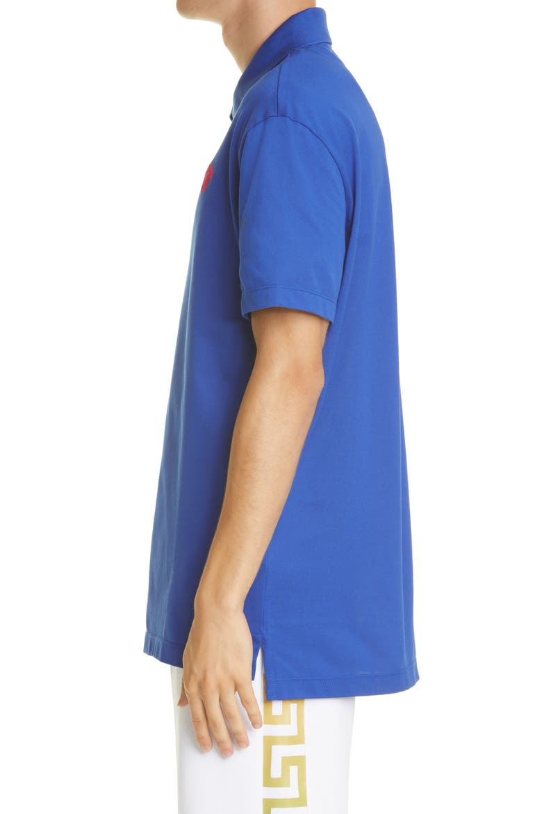 Medusa Appliqué Cotton Polo Shirt, Alternate, color, BLUE