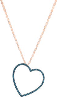 LANA Denim Blue Diamond Open Heart 14K Gold Pendant Necklace