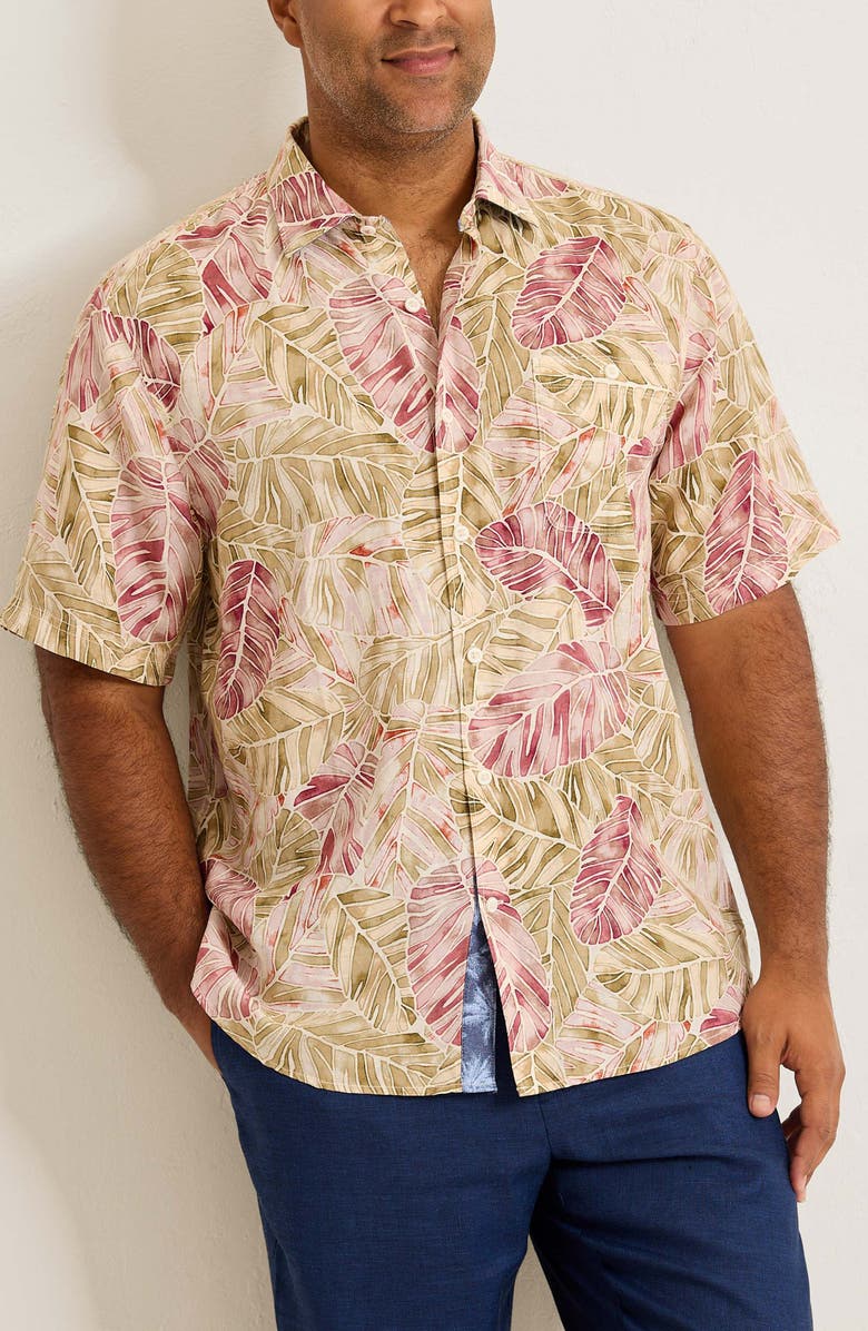 Tommy Bahama Sand Linen Villa Nueva Vines Short Sleeve Linen Blend Button-Up Shirt, Alternate, color, Golden Honey