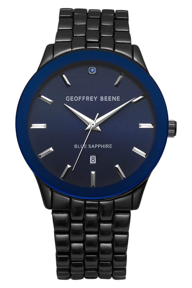 Genuine Blue Sapphire Bracelet Watch, 41mm, Main, color, BLACK