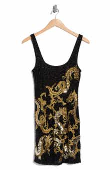 L'AGENCE Inori Sequin Embellished & Beaded Dragon Minidress