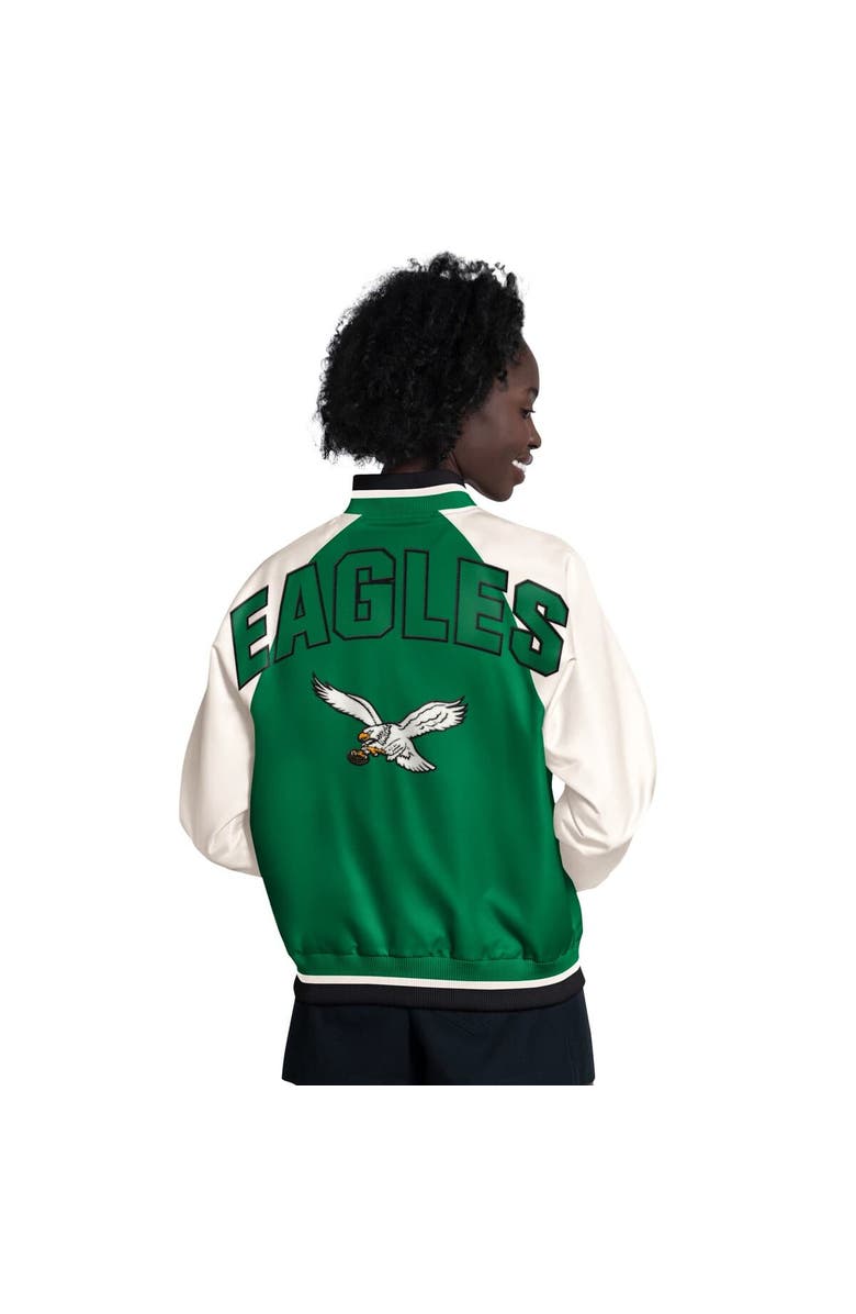 STARTER Women's Starter  Kelly Green/White Philadelphia Eagles Raglan Blitz Full-Snap Varsity Jacket, Alternate, color, Kelly Green