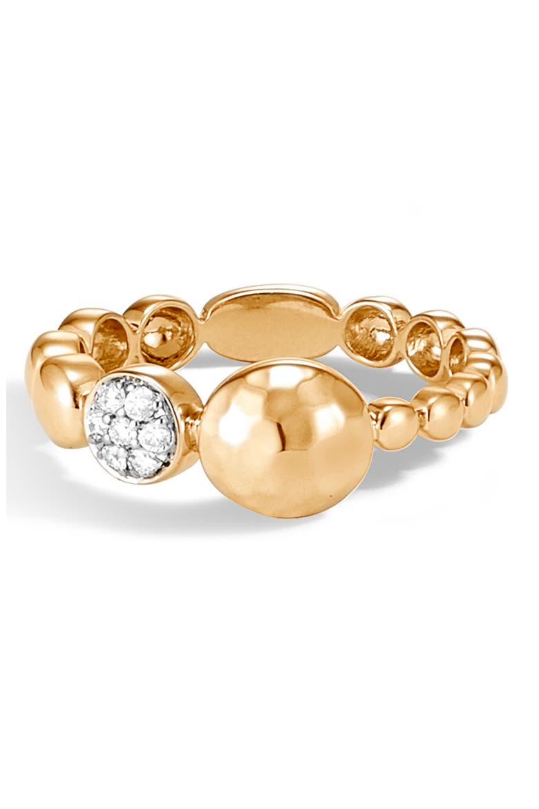 Dot Hammered 18K Gold & Diamond Pavé Ring, Alternate, color, YELLOW GOLD