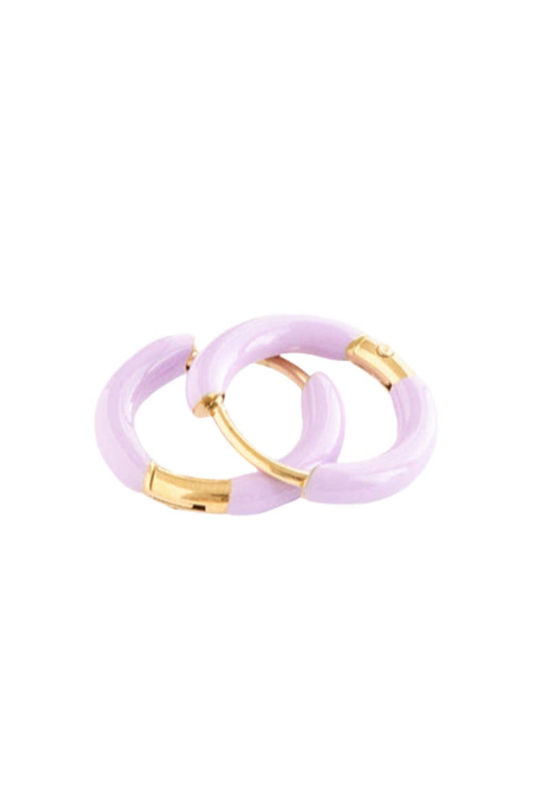Girls' Enamel Hoop Hypoallergenic Earrings, Main, color, Purple