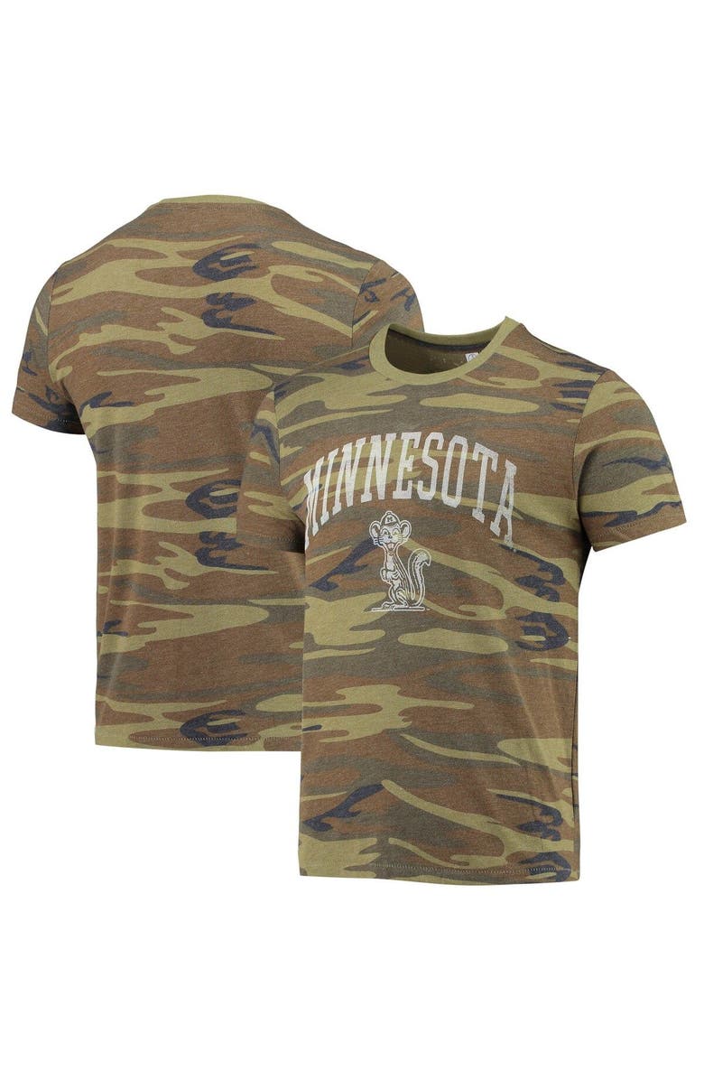 ALTERNATIVE APPAREL Men's Alternative Apparel Camo Minnesota Golden Gophers Arch Logo Tri-Blend T-Shirt, Main, color, Camo