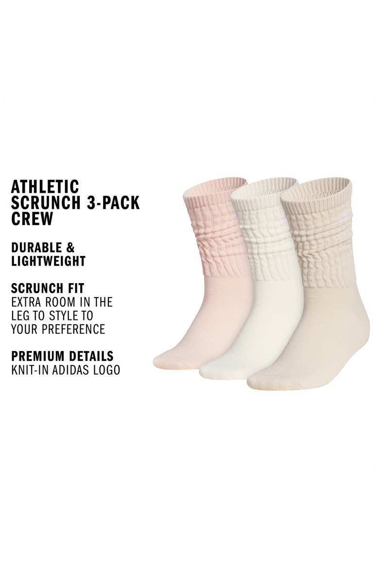 Scrunch Athletic 3-Pack Crew Socks, Alternate, color, BLUSH PINK/ WHITE/ BEIGE