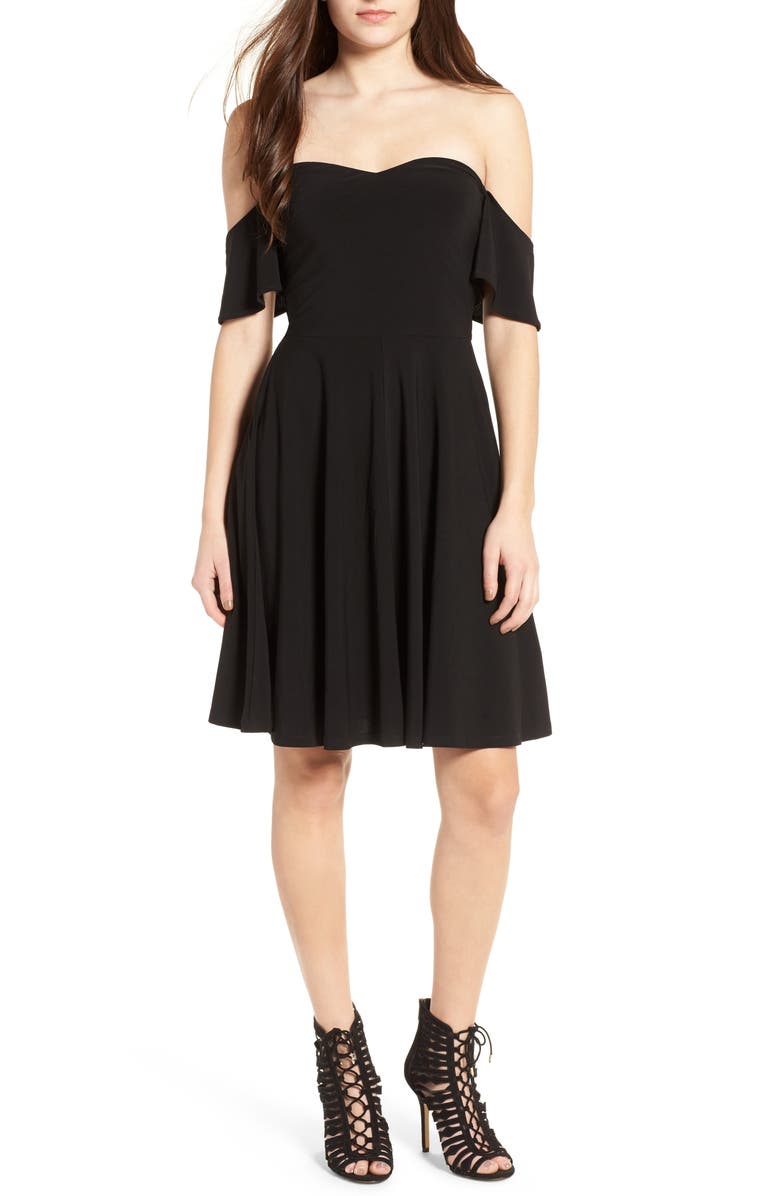 Leith Off the Shoulder Fit & Flare Dress, Main, color,
