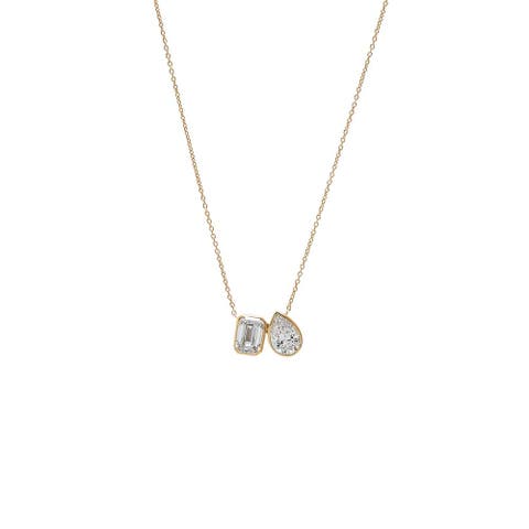 Lab Grown Diamond Emerald X Pear Necklace 14K