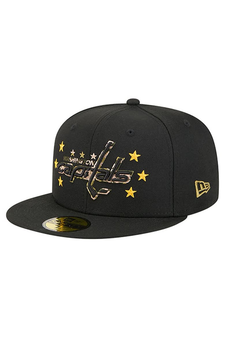Men's New Era  Black Washington Capitals Military Appreciation Digital Camo Stars 59FIFTY Fitted Hat, Alternate, color, Black