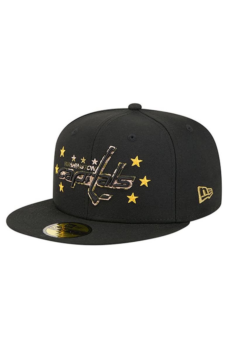 New Era Men's New Era  Black Washington Capitals Military Appreciation Digital Camo Stars 59FIFTY Fitted Hat, Alternate, color, Black