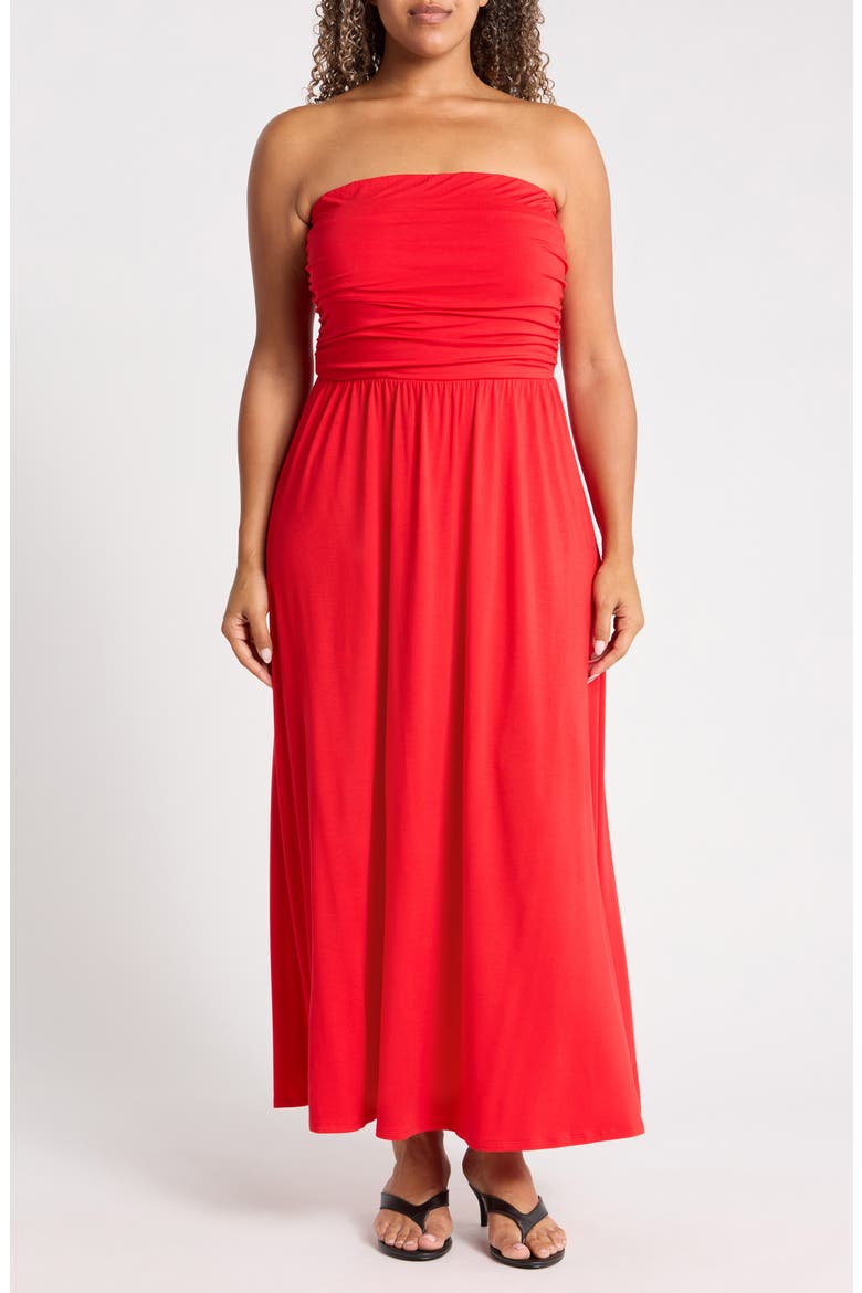 Strapless Maxi Dress, Main, color, RED