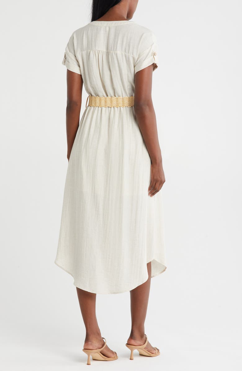 ZOE AND CLAIRE Short Sleeve Belted Shirtdress, Alternate, color, Oatmeal