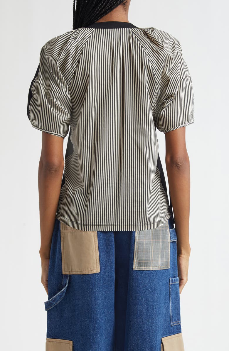 3.1 Phillip Lim Mixed Media Puff Sleeve T-Shirt, Alternate, color, White-Black Multi