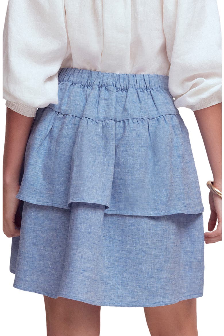Tiered Linen Skirt, Alternate, color, CHAMBRAY