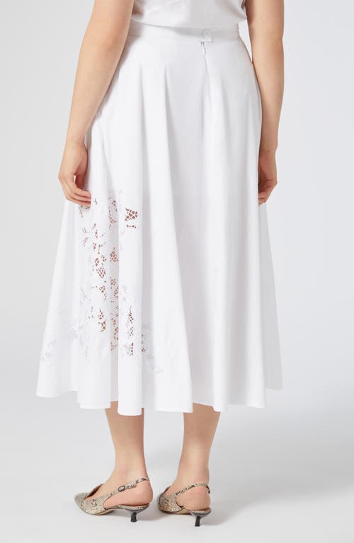 MARINA RINALDI MARINA RINALDI CREMONA EMBROIDERED COTTON MIDI SKIRT