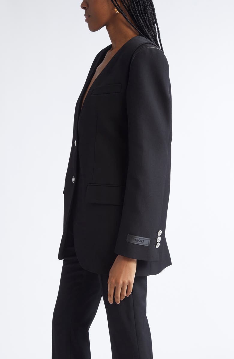Versace Virgin Wool Blazer, Alternate, color, Black
