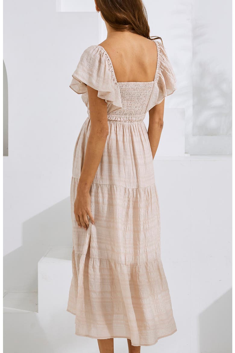 Baby Shower Ruffle Sleeve Maternity Dress, Alternate, color, Nude