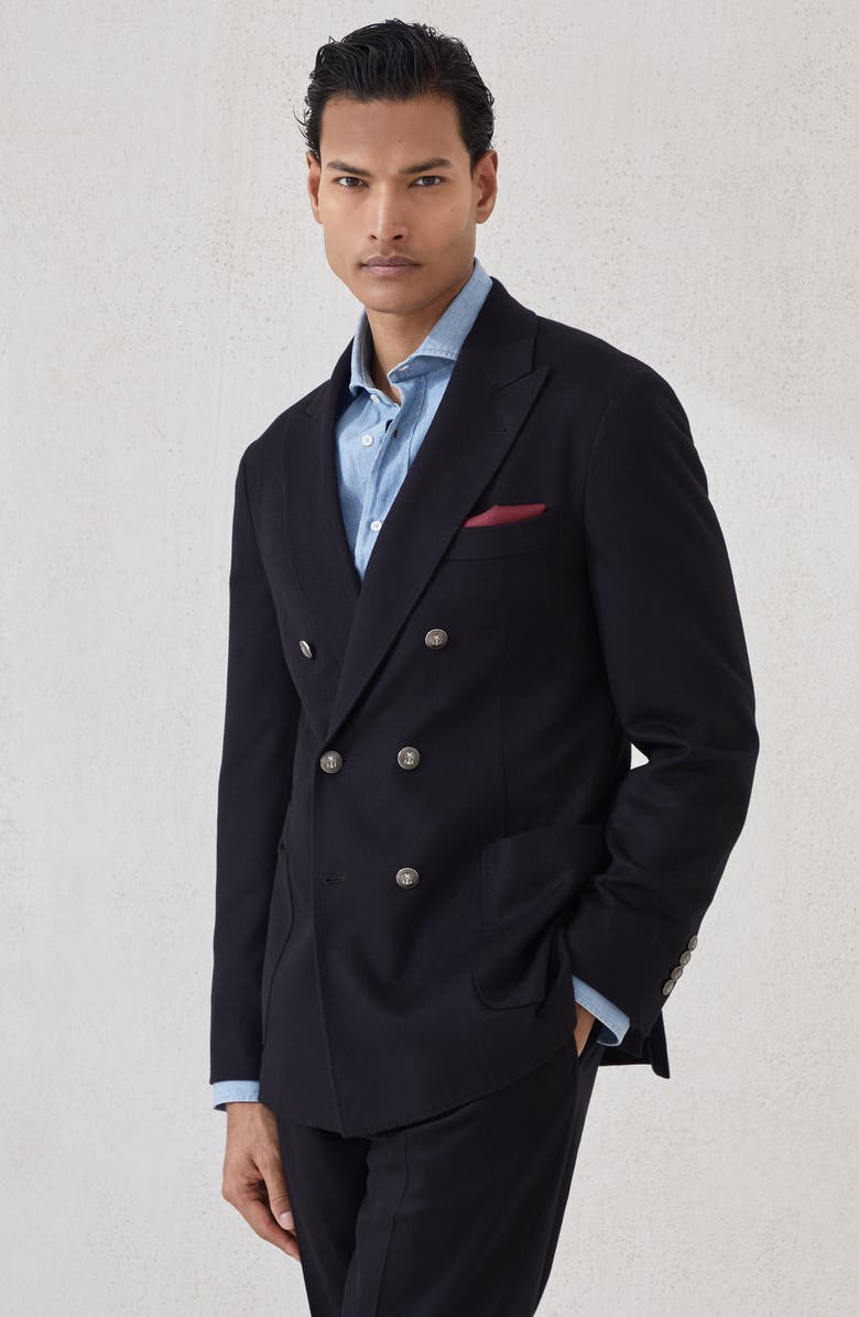 Brunello Cucinelli Blazer with metal buttons, Alternate, color, Black