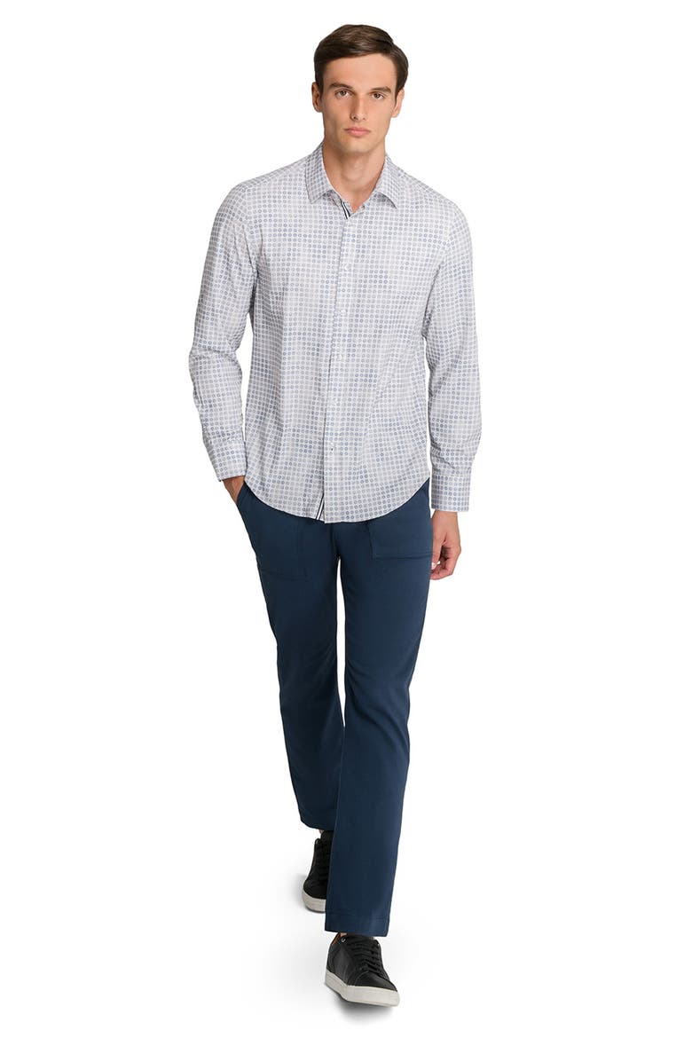 Faded Dot Print Woven Long Sleeve Basic, Alternate, color, CREAM
