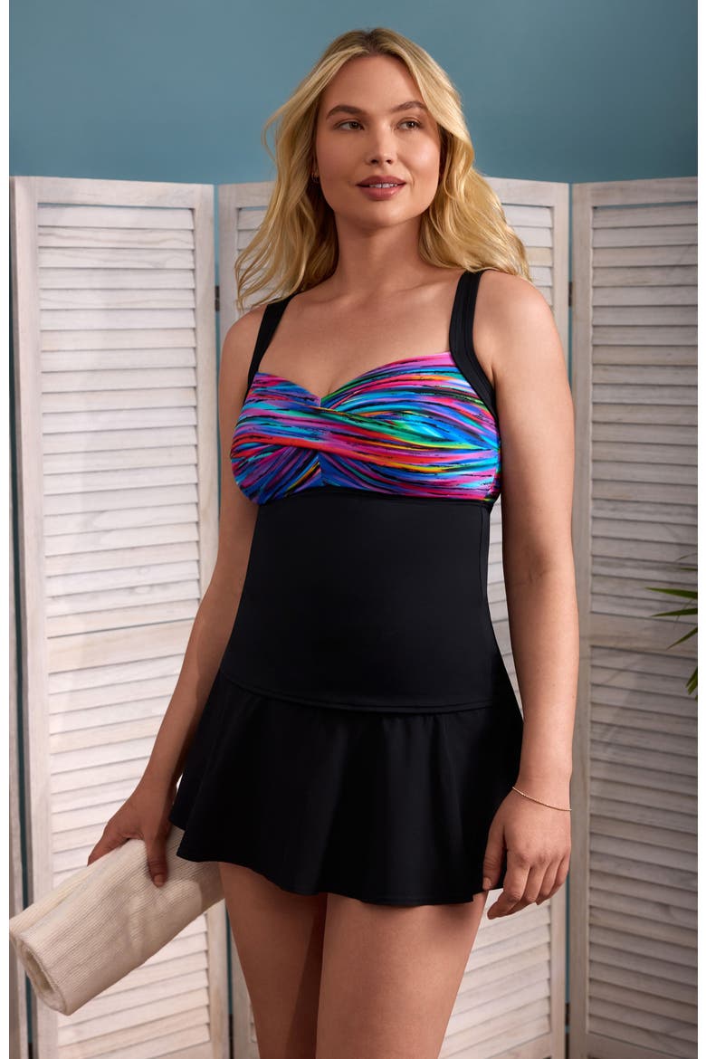 High Waist Chlorine Resistant Flirt Swim Skirt, Alternate, color, Black