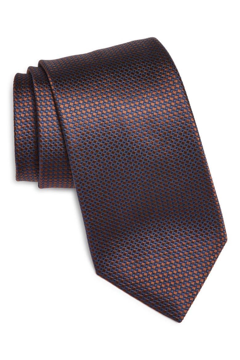 Neat Silk Tie, Main, color, BROWN